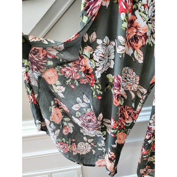 Xhilaration Women's Gray Floral 100% Rayon Comfort Waist Pull On Trouser Pant S - Picture 5 of 11